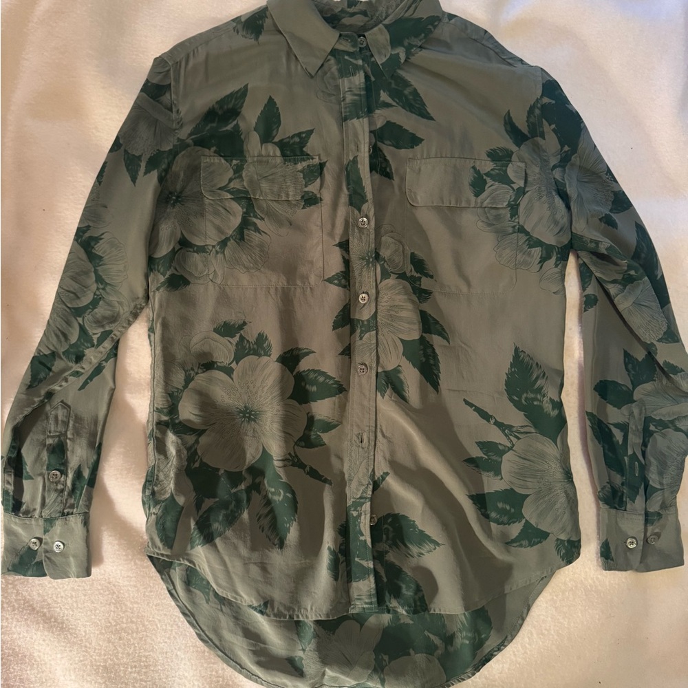 Floral Green Equipment Button Down